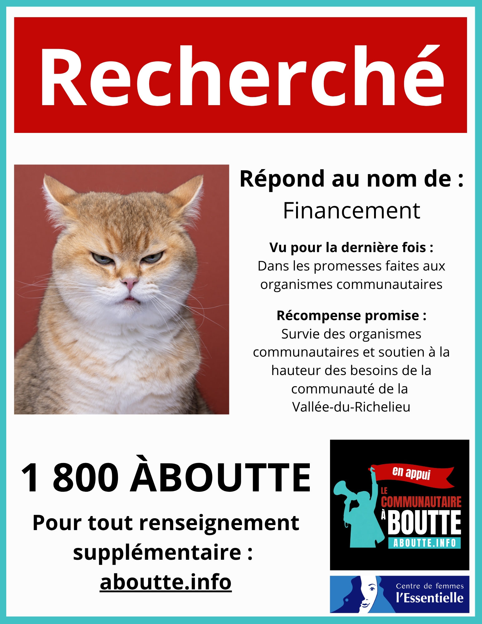 Pancarte Recherché - Communautaire à boutte Porte ouverte 10 janvier 2024